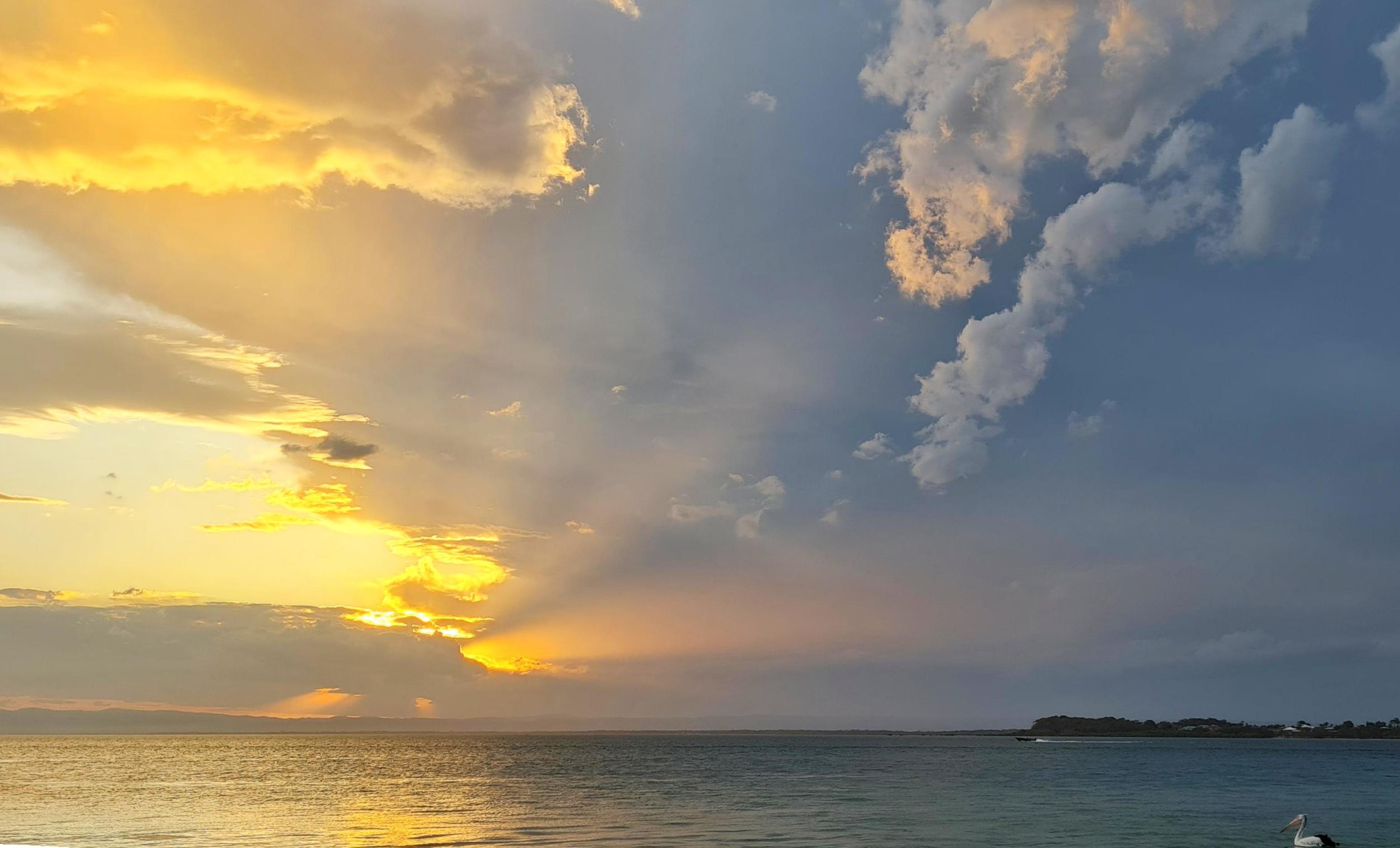 Sunset and storm over Pumicestone Passage