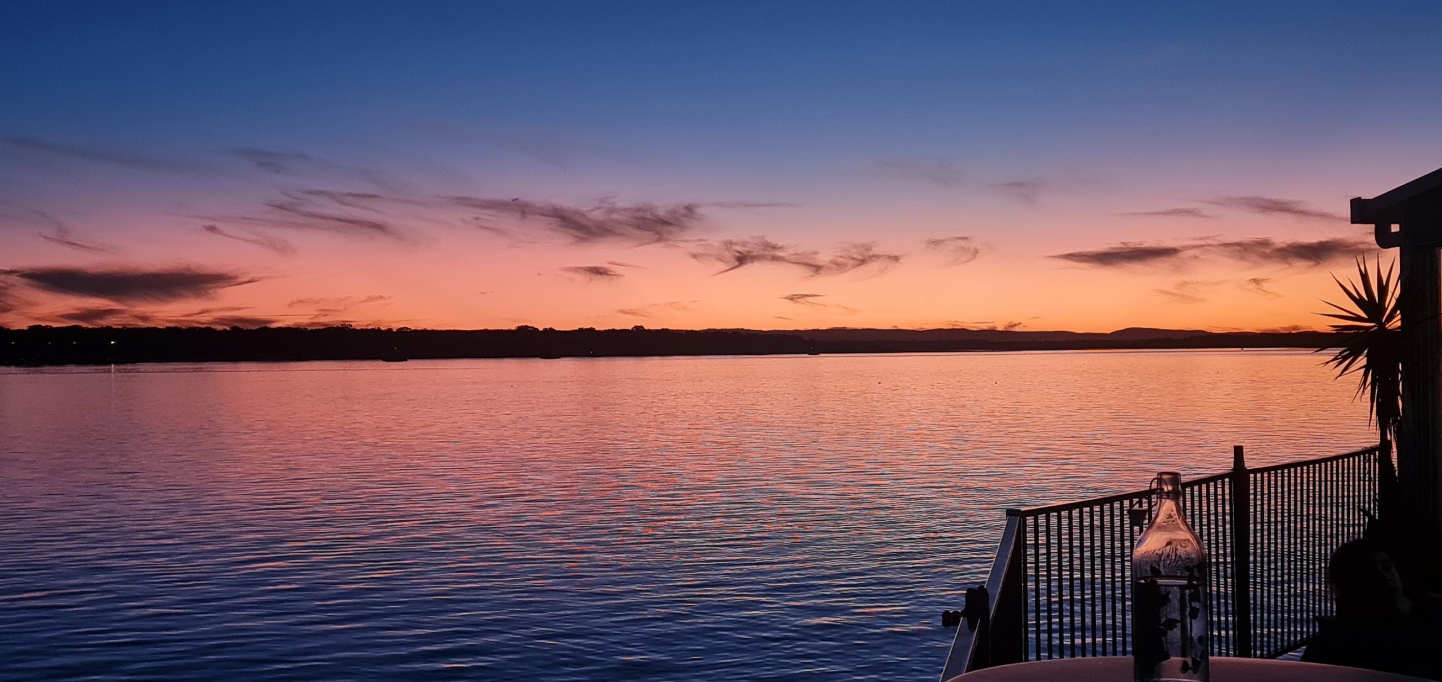 Canal sunset from pontoon Bribie Island