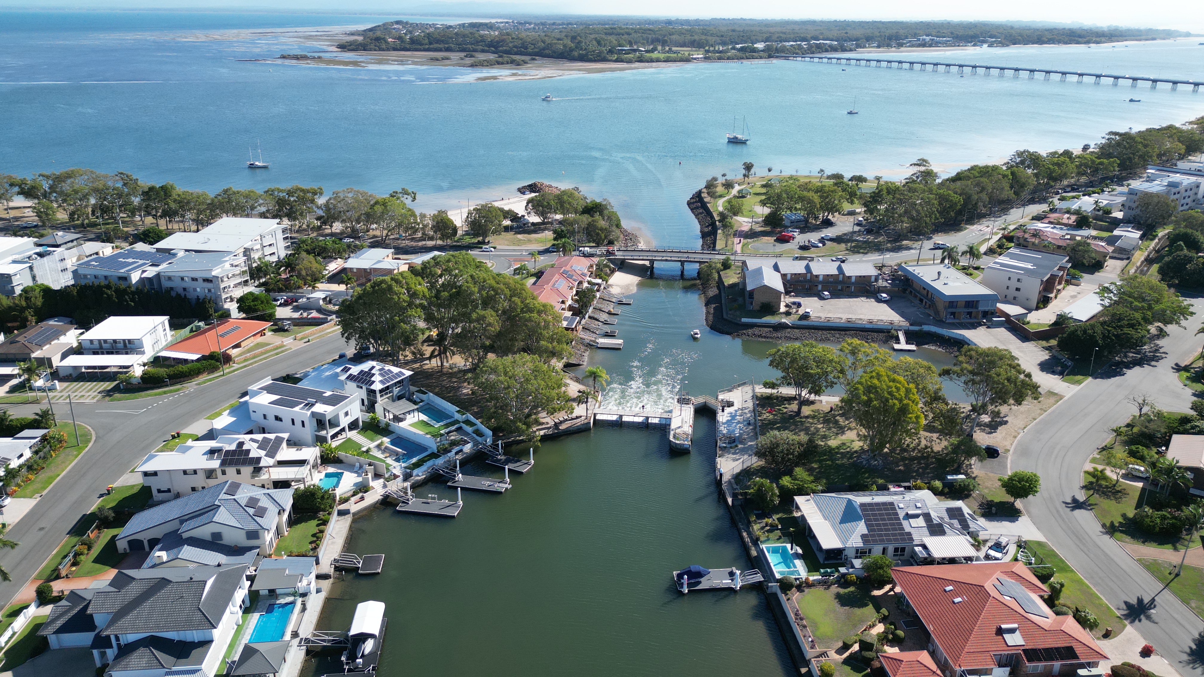 Aerial view of Bribie canal network